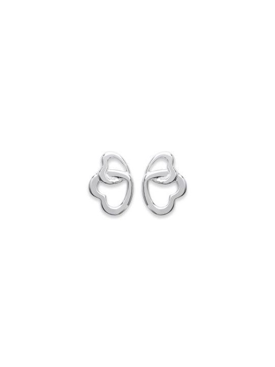 Boucles d'Oreilles Clou en Argent Sterling 925 avec Deux Cœurs Entrelacés - Symbolique et Élégant