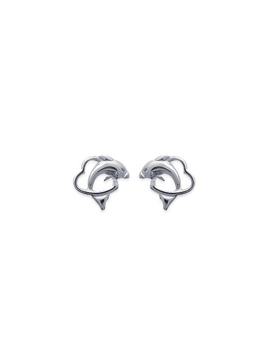 Boucles d'Oreilles en Argent Sterling 925 avec Cœur et Dauphin Entrelacés - Fusion de Romantisme et Nature