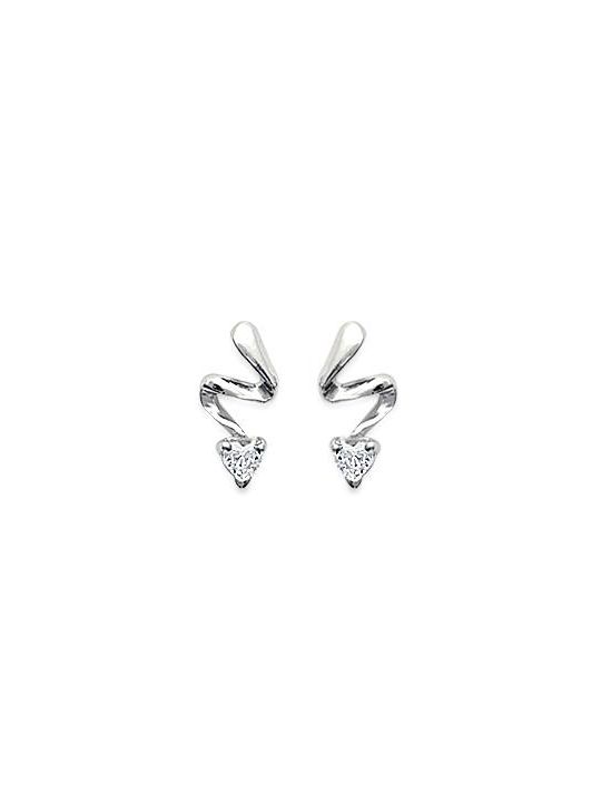 Boucles d'Oreilles en Argent Sterling 925 avec Zigzag et Solitaire en Zircon - Design Moderne et Fermoir Poussette