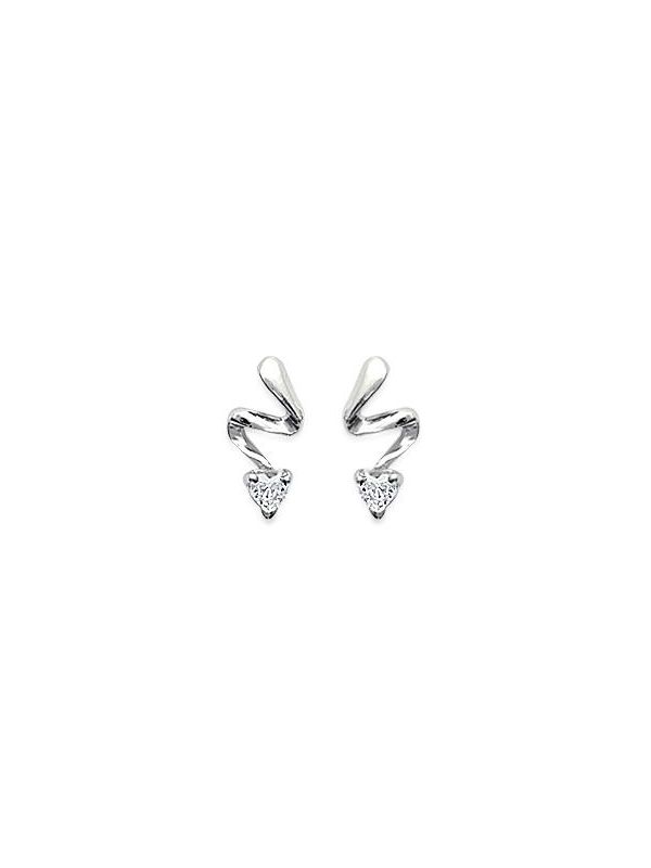 Boucles d'Oreilles en Argent Sterling 925 avec Zigzag et Solitaire en Zircon - Design Moderne et Fermoir Poussette