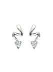 Boucles d'Oreilles en Argent Sterling 925 avec Zigzag et Solitaire en Zircon - Design Moderne et Fermoir Poussette