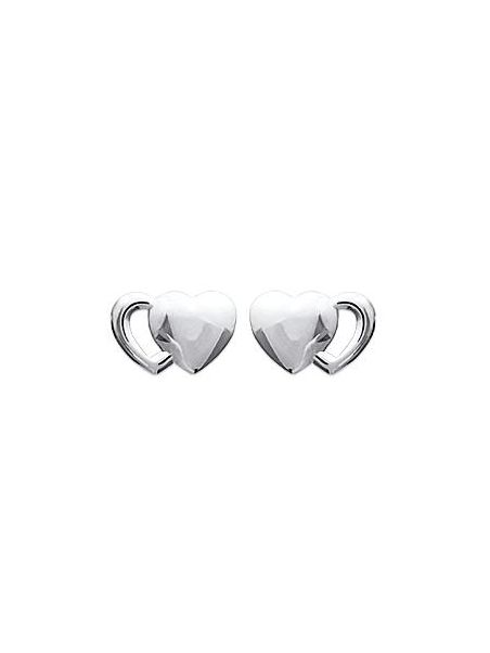 Boucles d'Oreilles en Argent Sterling 925 avec Cœurs Pleins et Creux Entrelacés - Symbole d'Amour Complexe