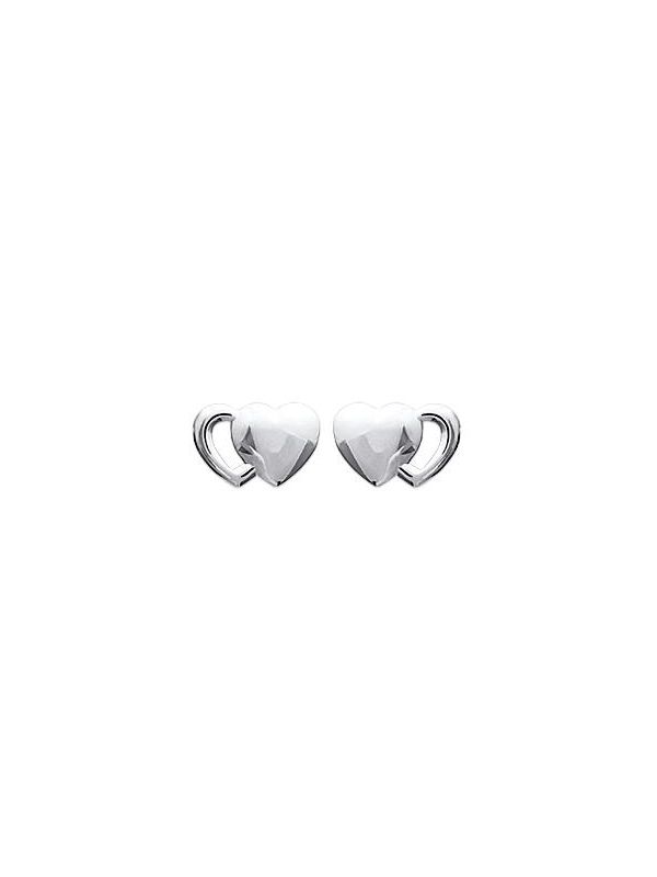 Boucles d'Oreilles en Argent Sterling 925 avec Cœurs Pleins et Creux Entrelacés - Symbole d'Amour Complexe