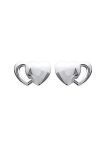 Boucles d'Oreilles en Argent Sterling 925 avec Cœurs Pleins et Creux Entrelacés - Symbole d'Amour Complexe