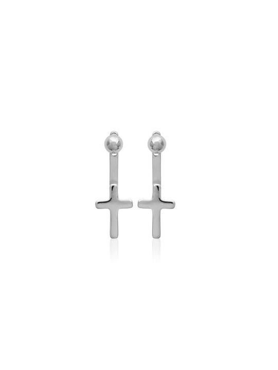 Boucles d'Oreilles en Argent Sterling 925 avec Puces et Croix - Design Spirituel et Fermoir Poussette