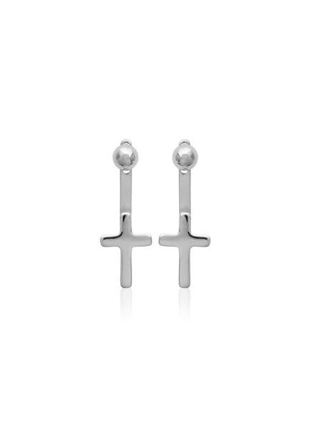 Boucles d'Oreilles en Argent Sterling 925 avec Puces et Croix - Design Spirituel et Fermoir Poussette