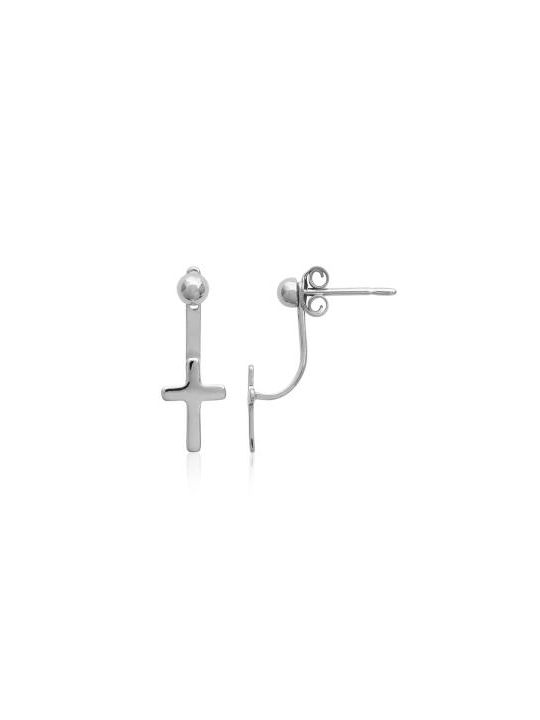 Boucles d'Oreilles en Argent Sterling 925 avec Puces et Croix - Design Spirituel et Fermoir Poussette