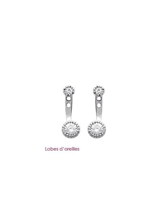 Boucles d'Oreilles en Argent Sterling 925 avec Puces et Zircon - Éclat Subtil et Fermoir Poussette