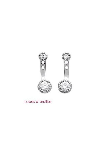 Boucles d'Oreilles en Argent Sterling 925 avec Puces et Zircon - Éclat Subtil et Fermoir Poussette