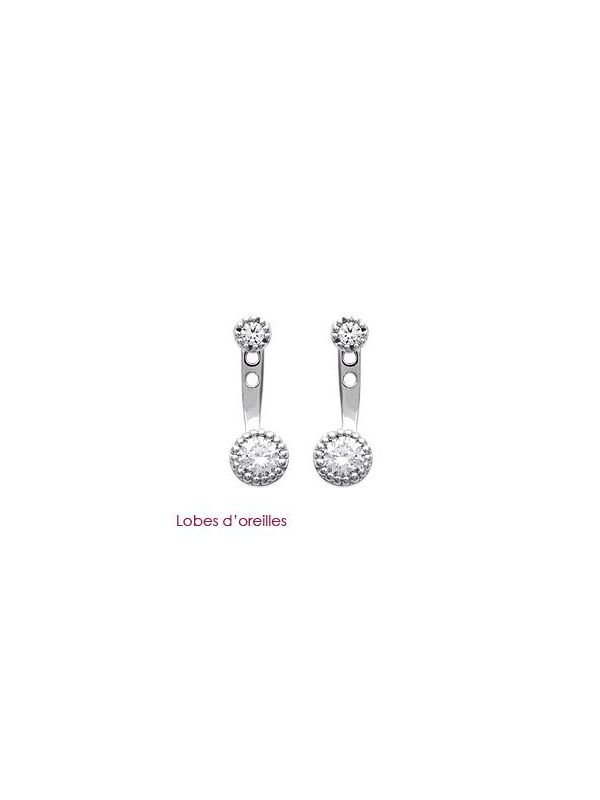 Boucles d'Oreilles en Argent Sterling 925 avec Puces et Zircon - Éclat Subtil et Fermoir Poussette