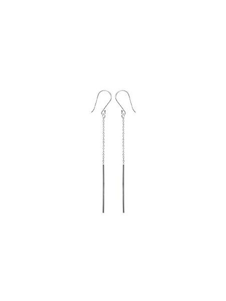 Boucles d'Oreilles Pendantes à Crochet en Argent Sterling 925 avec Tige sur Chaîne - Design Élégant et Fluide