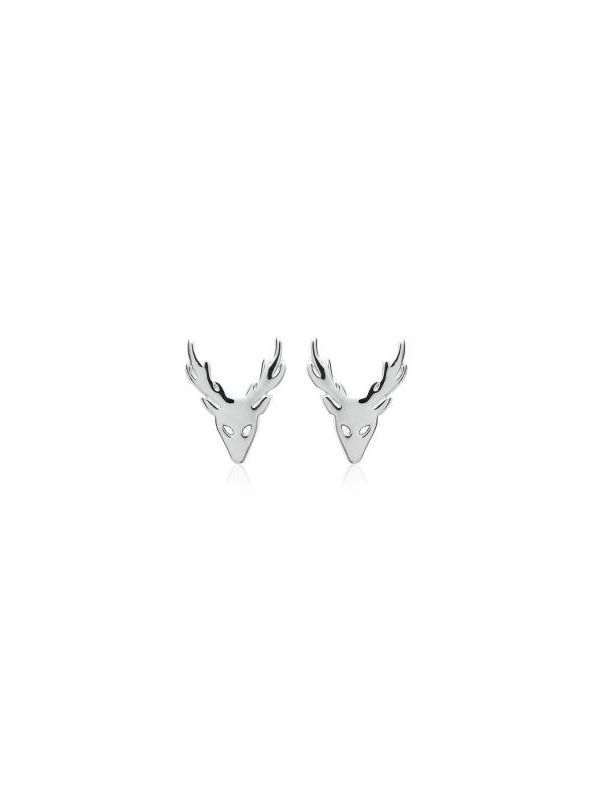 Boucles d'Oreilles en Argent Sterling 925 avec Motif de Cerf - Nature Élégante et Fermoir Poussette