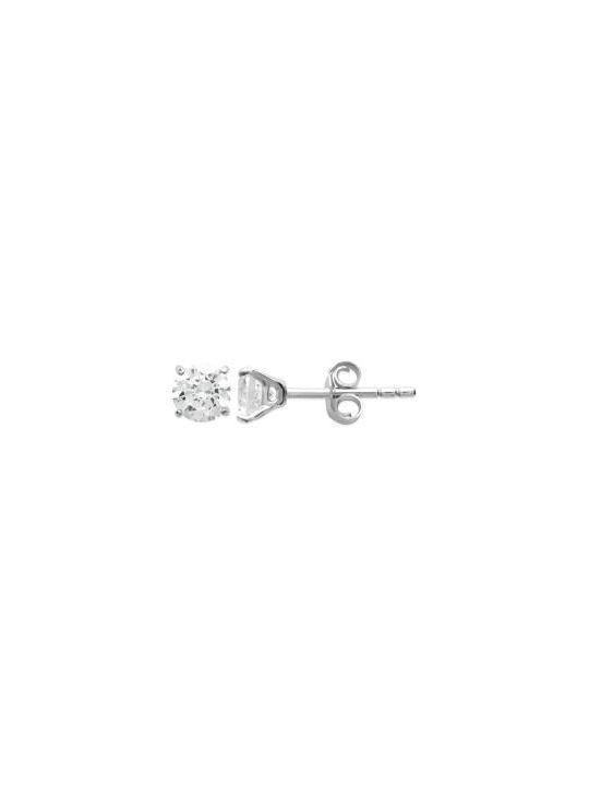 Boucles d'Oreilles Clou Solitaire en Zircon avec et Fermoir Poussette en Argent Sterling 925