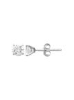 Boucles d'Oreilles Clou Solitaire en Zircon avec et Fermoir Poussette en Argent Sterling 925