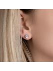 Boucles d'Oreilles Clou Solitaire en Zircon avec et Fermoir Poussette en Argent Sterling 925