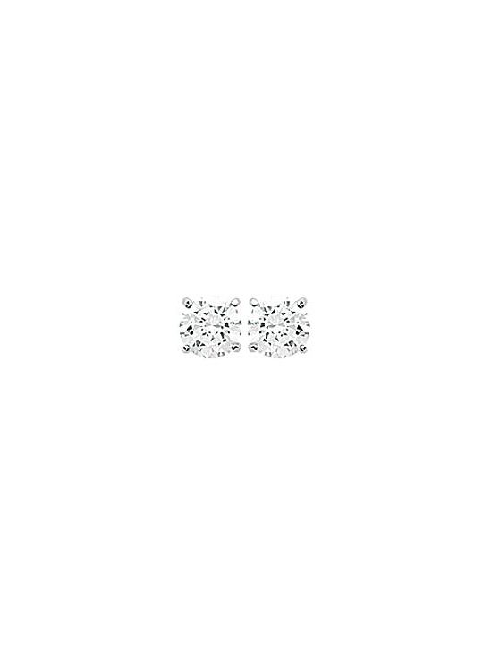 Boucles d'Oreilles Clou Solitaire en Zircon avec et Fermoir Poussette en Argent Sterling 925