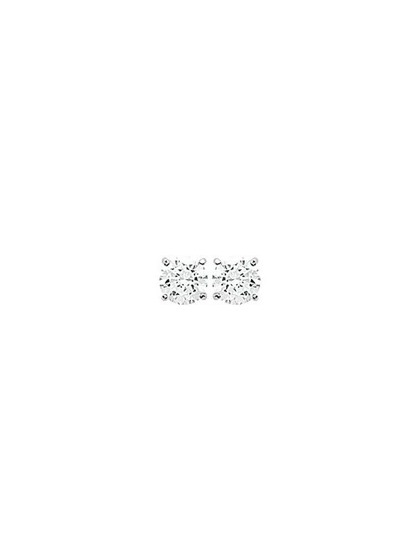 Boucles d'Oreilles Clou Solitaire en Zircon avec et Fermoir Poussette en Argent Sterling 925