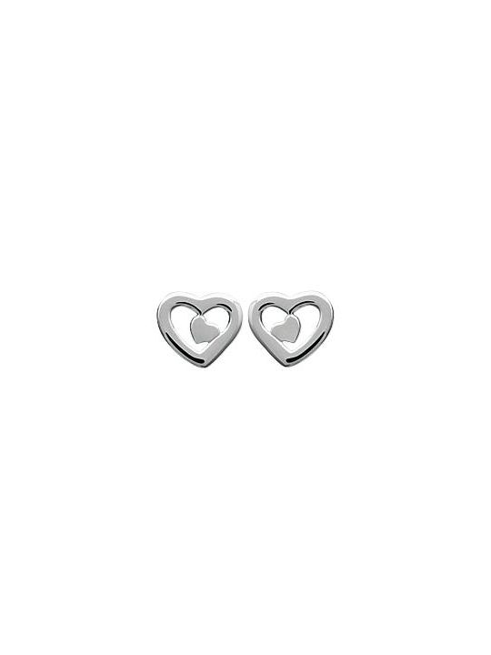 Boucles d'Oreilles Double Cœur en Argent Sterling 925 avec Fermoir Poussette - Élégantes et Captivantes