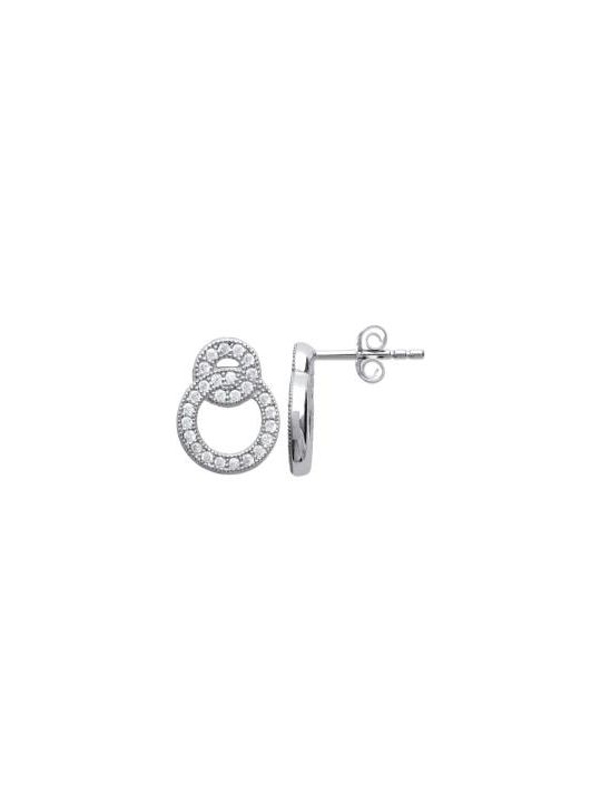 Boucles d'Oreilles Double Cœurs Incrustés de Zircon en Argent Sterling 925 avec Fermoir Poussette - Scintillantes et Charmantes