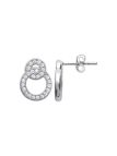 Boucles d'Oreilles Double Cœurs Incrustés de Zircon en Argent Sterling 925 avec Fermoir Poussette - Scintillantes et Charmantes