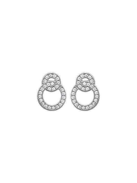 Boucles d'Oreilles Double Cœurs Incrustés de Zircon en Argent Sterling 925 avec Fermoir Poussette - Scintillantes et Charmantes