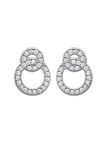 Boucles d'Oreilles Double Cœurs Incrustés de Zircon en Argent Sterling 925 avec Fermoir Poussette - Scintillantes et Charmantes