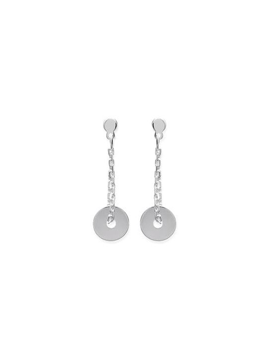 Boucles d'Oreilles Chaîne Pendante avec Cercle en Argent Sterling 925 et Fermoir Poussette - Élégantes et Modernes