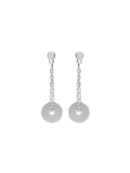 Boucles d'Oreilles Chaîne Pendante avec Cercle en Argent Sterling 925 et Fermoir Poussette - Élégantes et Modernes