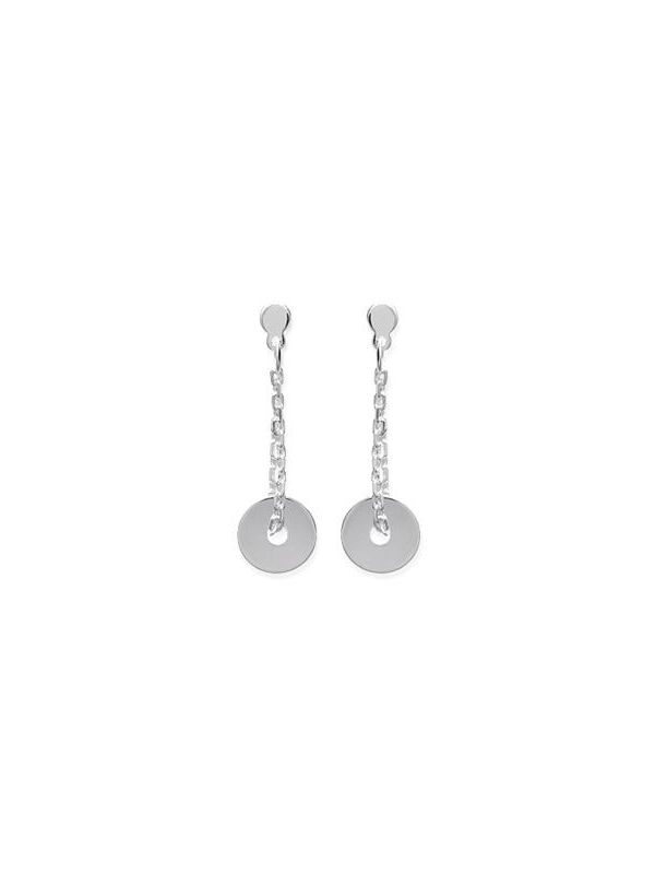 Boucles d'Oreilles Chaîne Pendante avec Cercle en Argent Sterling 925 et Fermoir Poussette - Élégantes et Modernes