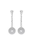 Boucles d'Oreilles Chaîne Pendante avec Cercle en Argent Sterling 925 et Fermoir Poussette - Élégantes et Modernes