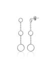 Boucles d'Oreilles Pendantes en Argent Sterling 925 avec Trois Cercles sur Chaîne - Design Moderne et Fermoir Poussette