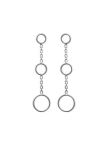 Boucles d'Oreilles Pendantes en Argent Sterling 925 avec Trois Cercles sur Chaîne - Design Moderne et Fermoir Poussette