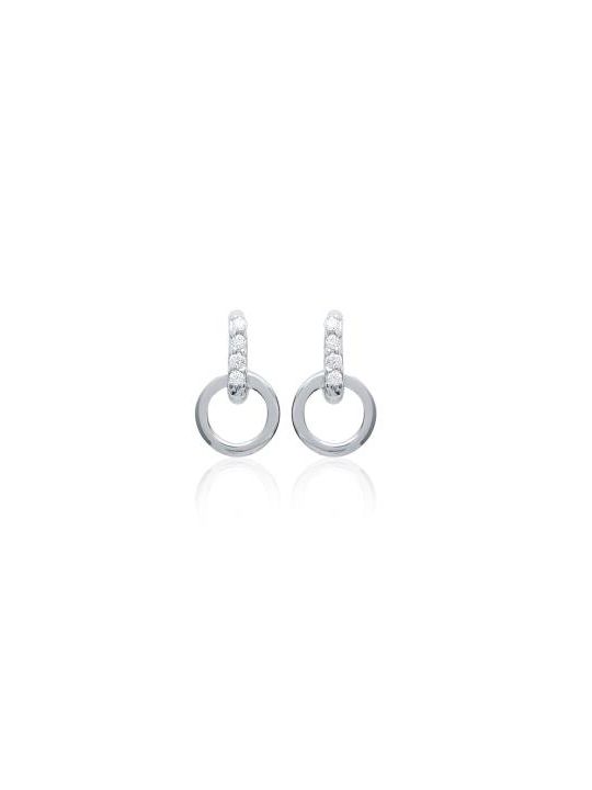 Boucles d'Oreilles en Argent Sterling 925 avec Cercle et Ligne de 4 Zircons - Design Contemporain et Éclat Subtil