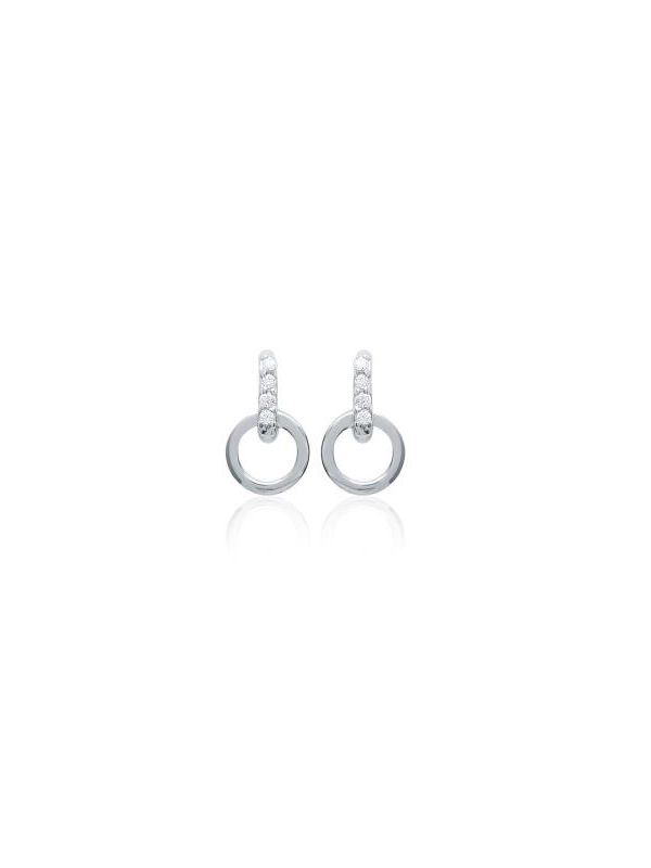 Boucles d'Oreilles en Argent Sterling 925 avec Cercle et Ligne de 4 Zircons - Design Contemporain et Éclat Subtil