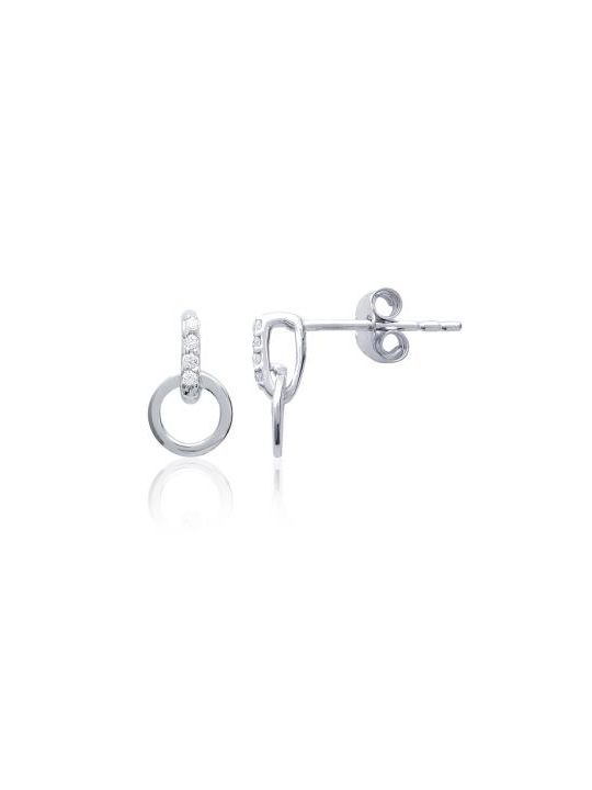 Boucles d'Oreilles en Argent Sterling 925 avec Cercle et Ligne de 4 Zircons - Design Contemporain et Éclat Subtil