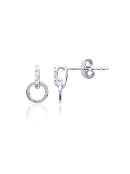 Boucles d'Oreilles en Argent Sterling 925 avec Cercle et Ligne de 4 Zircons - Design Contemporain et Éclat Subtil