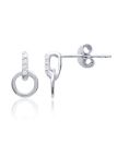 Boucles d'Oreilles en Argent Sterling 925 avec Cercle et Ligne de 4 Zircons - Design Contemporain et Éclat Subtil