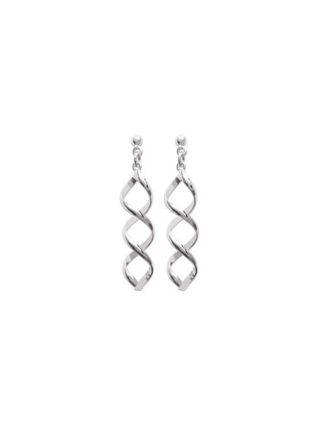 Boucles d'Oreilles Pendantes en Argent Sterling 925 avec Spirale Style ADN - Design Unique et Fermoir Poussette