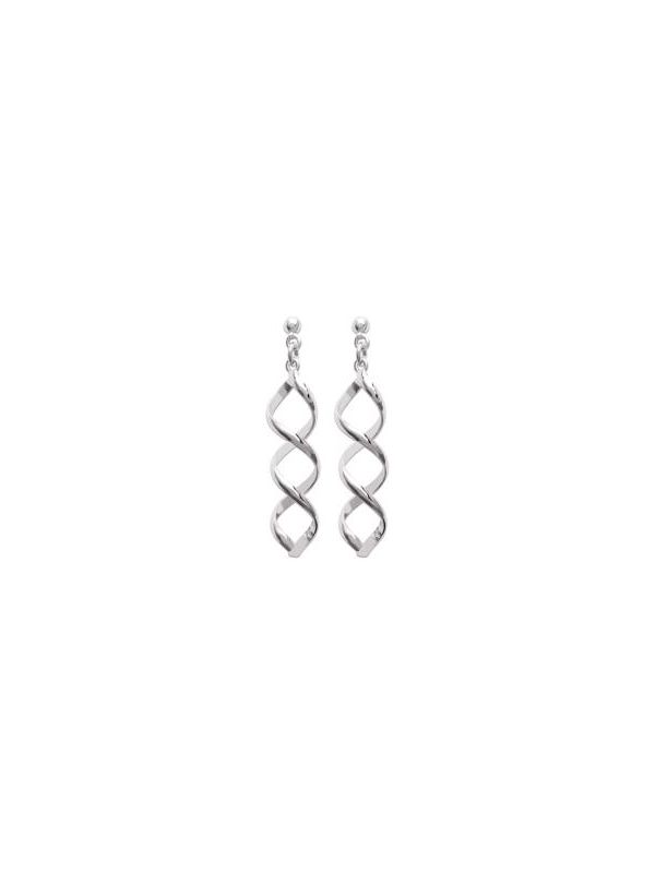 Boucles d'Oreilles Pendantes en Argent Sterling 925 avec Spirale Style ADN - Design Unique et Fermoir Poussette