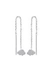 Boucles d'Oreilles à Crochet en Argent Sterling 925 avec Chaîne Pendante, Tige et Petit Nuage - Design Poétique Asymétrique