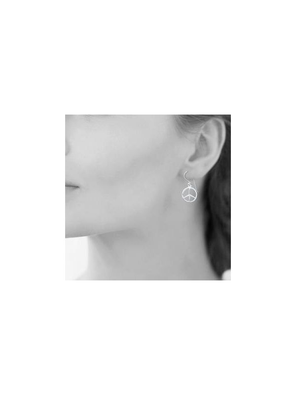 Boucles d'Oreilles à Crochet en Argent Sterling 925 avec Symbole de Paix - Expression Élégante de Sérénité