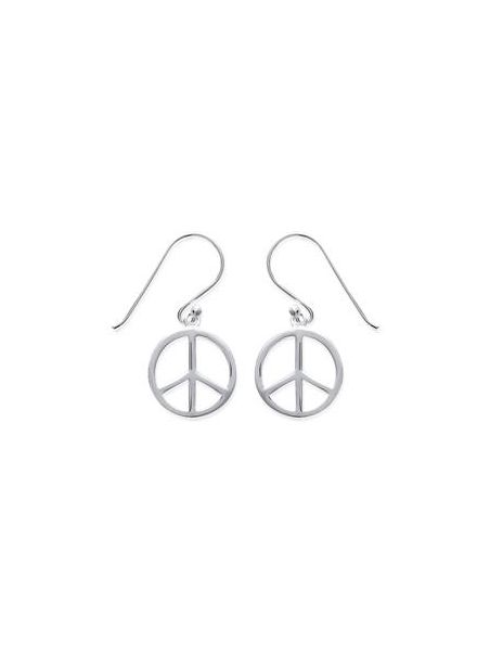 Boucles d'Oreilles à Crochet en Argent Sterling 925 avec Symbole de Paix - Expression Élégante de Sérénité