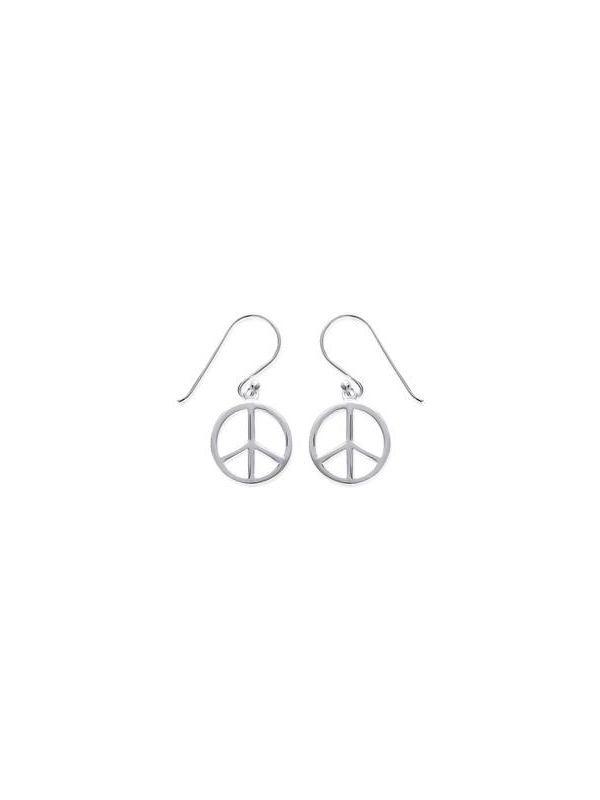 Boucles d'Oreilles à Crochet en Argent Sterling 925 avec Symbole de Paix - Expression Élégante de Sérénité