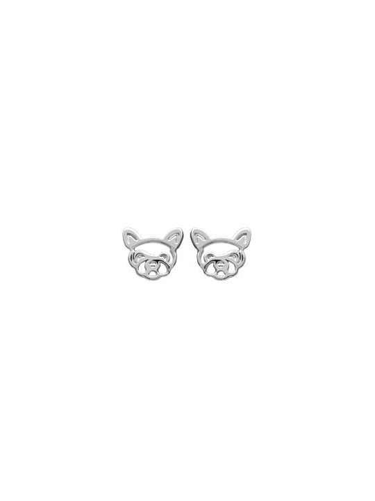 Boucles d'Oreilles en Argent Sterling 925 avec Tête de Bulldog Français - Design Canin Charmant et Fermoir Poussette