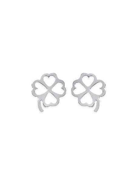 Boucles d'Oreilles en Argent Sterling 925 avec Trèfle à Quatre Feuilles - Porte-Bonheur Élégant et Fermoir Poussette