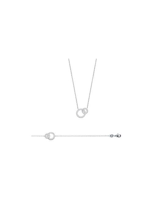 Collier Doubles Cercles avec Pierre - Argent 925