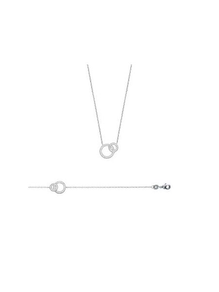 Collier Doubles Cercles avec Pierre - Argent 925