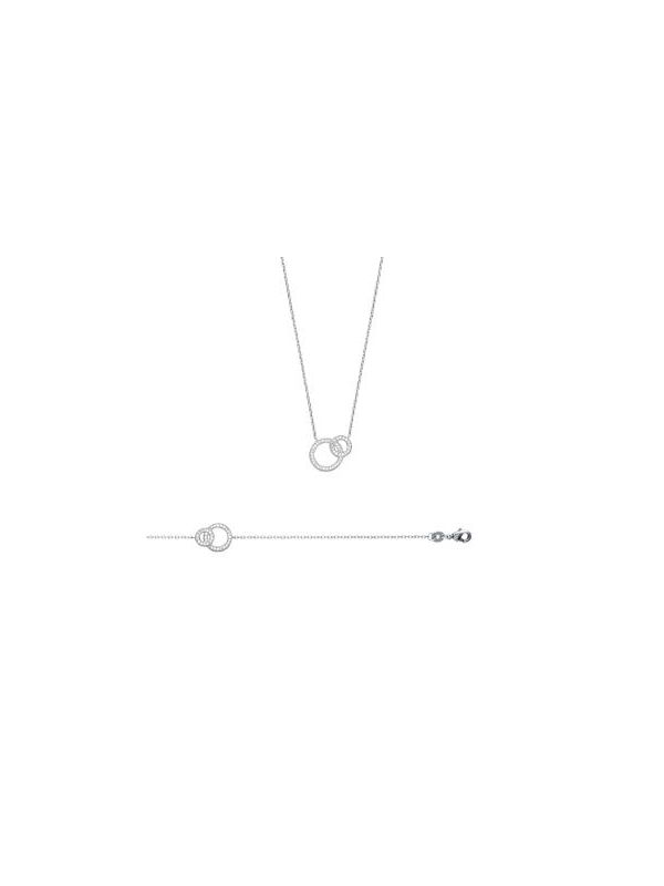 Collier Doubles Cercles avec Pierre - Argent 925