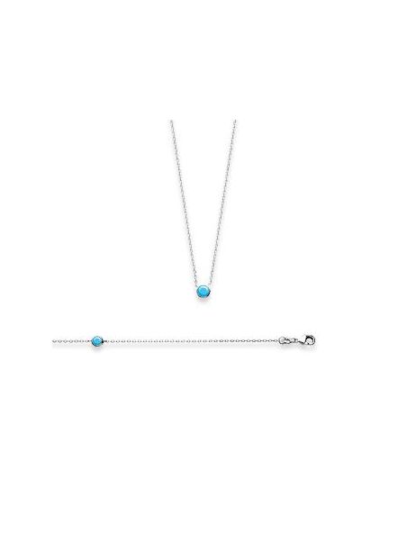 Collier avec une Pierre en Zircon Bleu - Argent 925