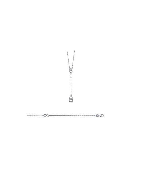 Collier Cravate Double Anneaux avec Pierre - Argent 925